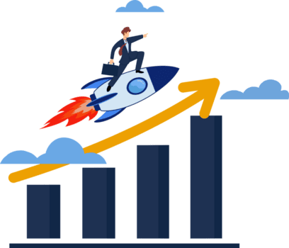 business growth investment profit increase growing businessman on rocket png